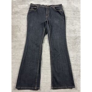 Faded Glory Bootcut Jeans Womens 14 Black Dark Wash Denim Stretch Midrise Flare